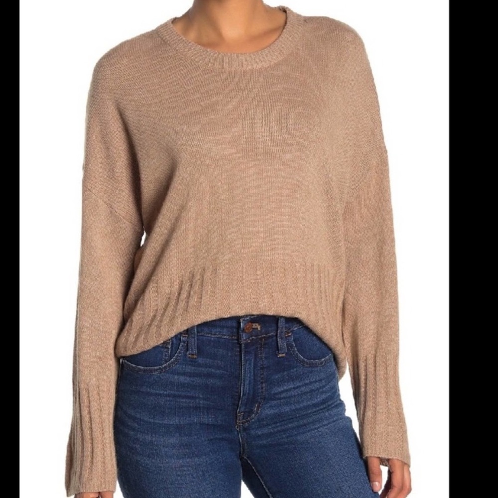 Madewell Crew Neck Long Sleeved Pullover Sweater, Size XXS, Tan